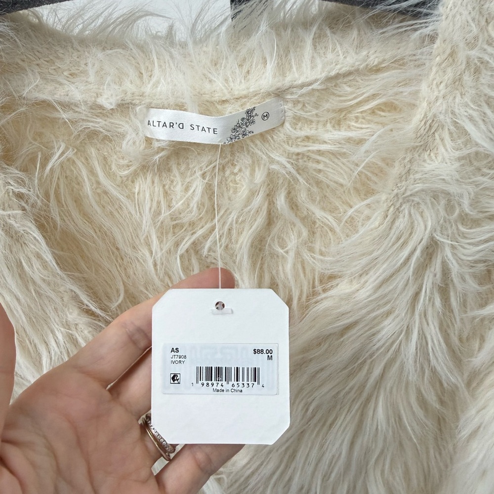 Altar'd State Cream Fuzzy Cardigan - Picture 8 of 10
